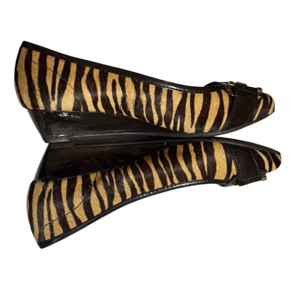 ANTONIO MELANI Brown & Tan Zebra-Print Horse Hair Ballet Flat w/Buckle Size 6 - Picture 6 of 11